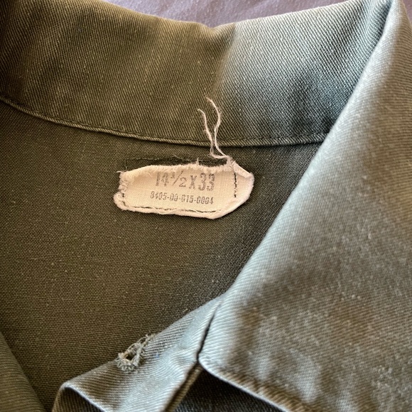 Army Fatigue Blouse Shirt | Olive Green | Mens 14 1/2 X 33 | Airborne Patch - Picture 5 of 8